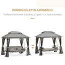 Dondolo Letto 3 Posti con Gazebo da Giardino 256x172x248 cm con Zanzariera e Cuscini Grigio-4