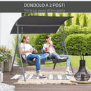 Dondolo 2 Posti da Giardino 175x112x165 cm con Tavolino Tessuto Oxford Grigio-4