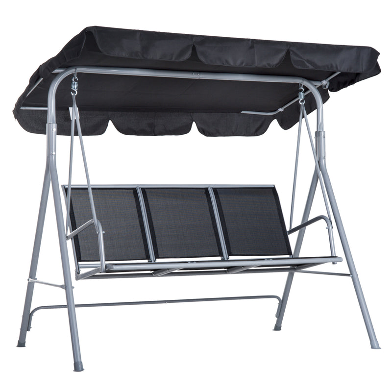 Dondolo 3 Posti da Giardino 170x110x153 cm in Acciaio Nero e Argento-1