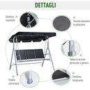 Dondolo 3 Posti da Giardino 170x110x153 cm in Acciaio Nero e Argento-6