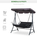 Dondolo 2 Posti da Giardino 160x117x173 cm in Acciaio e Poliestere Grigio-5