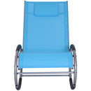 Sedia a Dondolo da Giardino Impermeabile in Alluminio Blu 120x61x88 cm -4