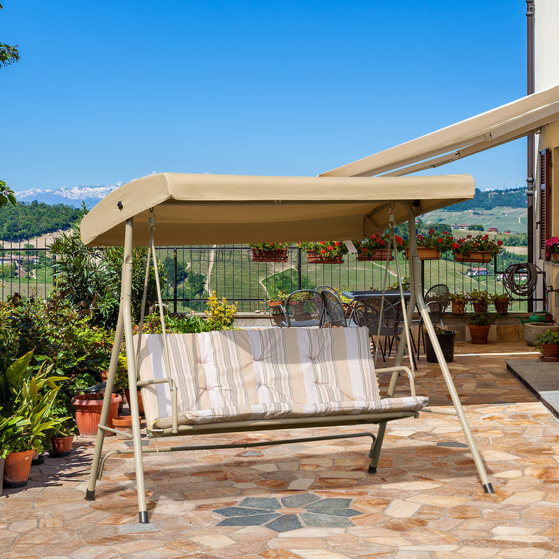 Dondolo da Giardino 3 Posti 172x110x156 cm in Acciaio Marrone-2