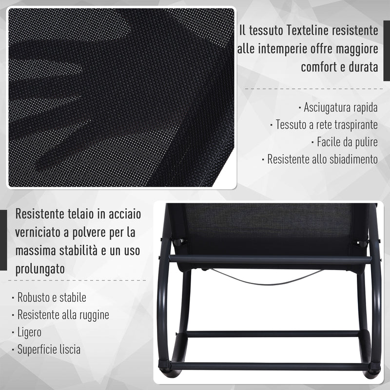 Sedia a Dondolo Pieghevole da Giardino 160x61x79 cm  Mag2 Nero-6