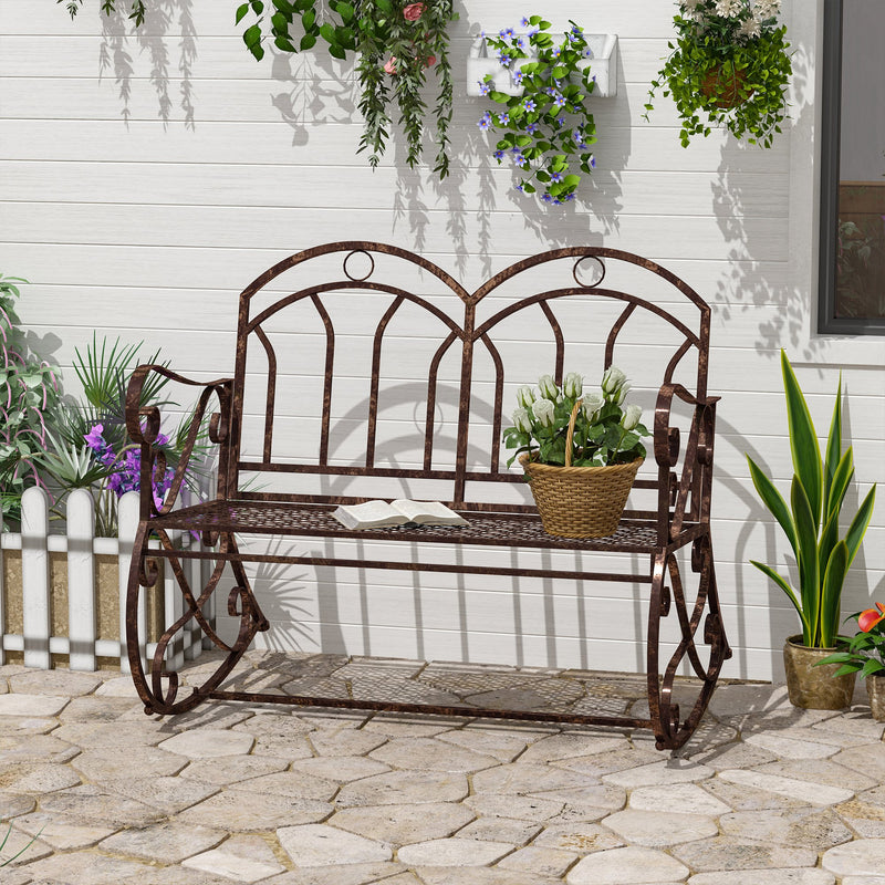 Panchina 2 Posti da giardino 104x75x95,5 cm in Metallo Bronzo-2