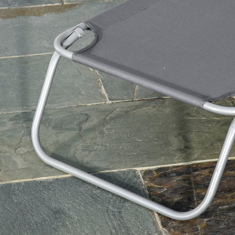 Lettino Prendisole Pieghevole da Giardino 180x55x24 cm in Metallo e Tessuto Oxford Grigio-9