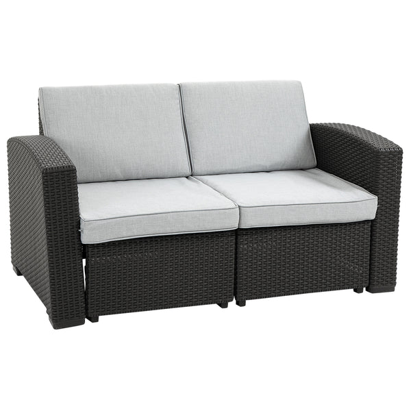 Divano da Giardino 141x71x75 cm in Polipropilene Effetto Rattan Grigio e Nero prezzo