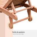 Lettino Prendisole da Giardino 182x60x35 cm con Ruote e Vassoio Estraibile in Legno-7