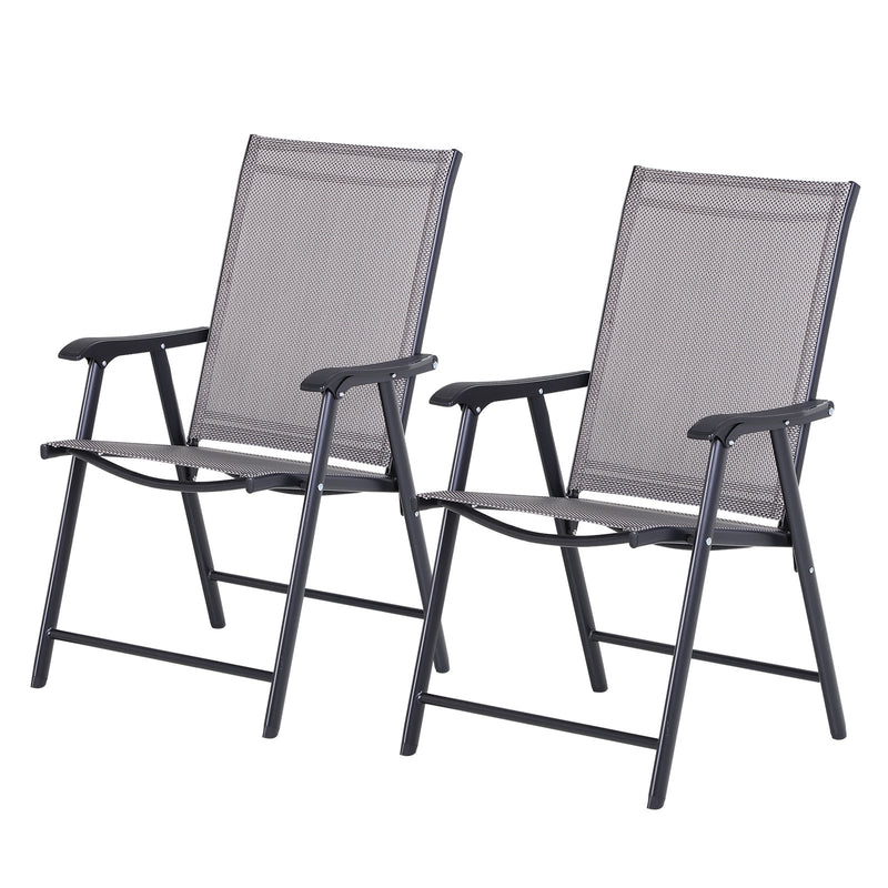 Set 2 Sedie da Giardino 58x64x94 cm in Textilene  Sanders Grigio e Nero-1