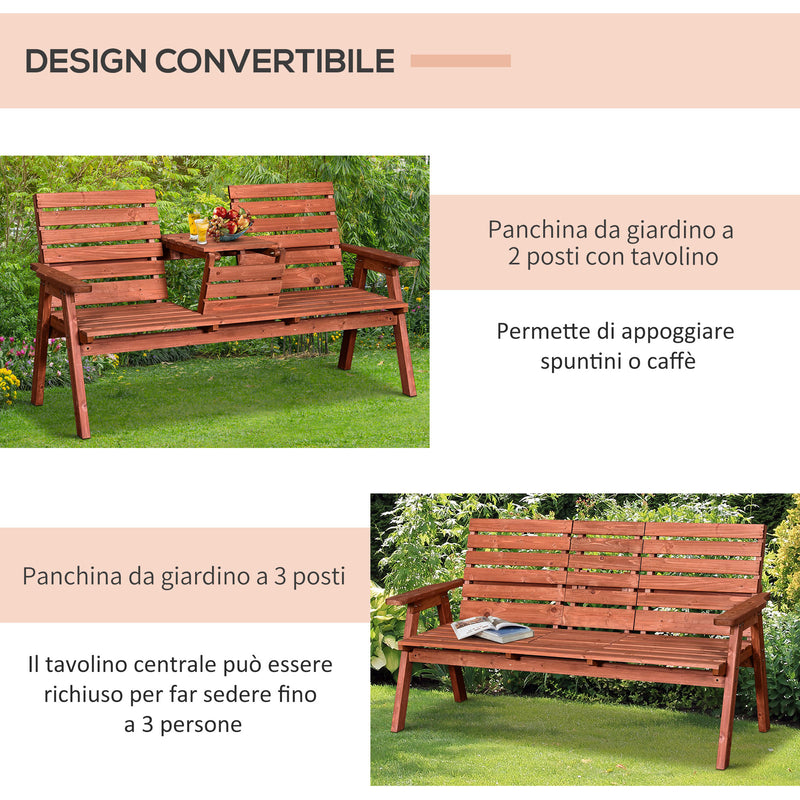 Panchina da Giardino 3 Posti Convertibile 160x70x85 cm  MechSeat Abete-4