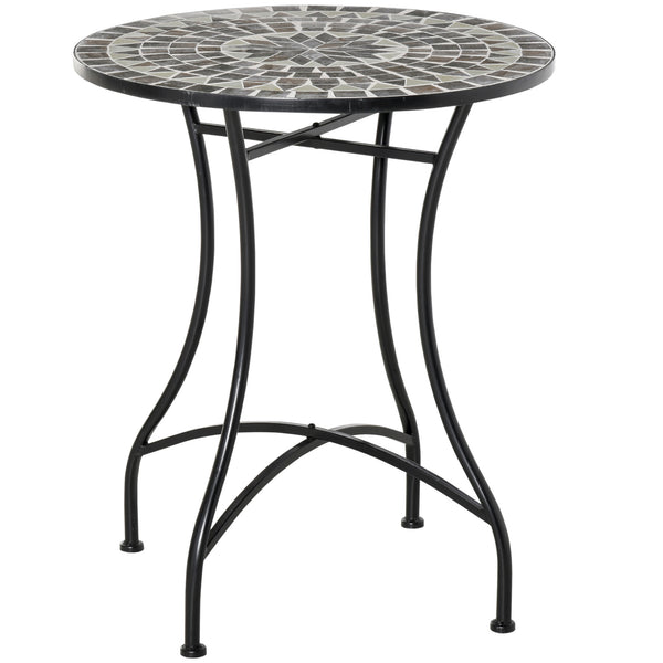 prezzo Tavolino da Giardino Ø60x71 cm in Metallo con Mosaico Nero