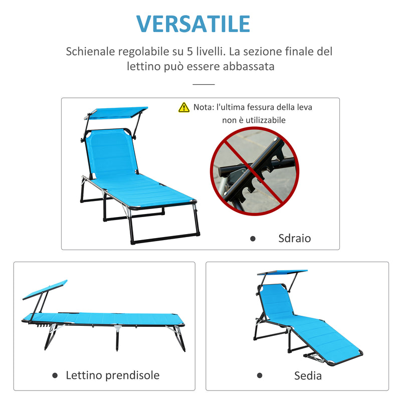 Lettino Prendisole Pieghevole da Giardino 66x164x84,5 cm in Alluminio e  Textilene Blu – acquista su Giordano Shop