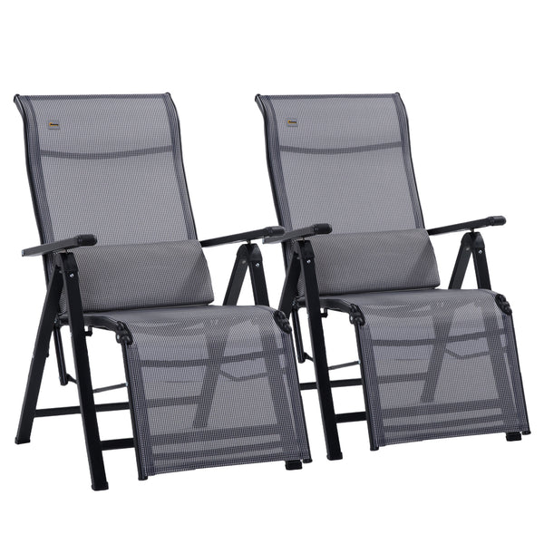 Set 2 Sedie Sdraio Zero Gravity Reclinabile 65x70x111 cm in Acciaio e Tessuto a Rete Grigio sconto