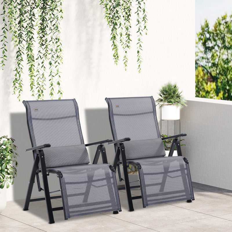 Set 2 Sedie Sdraio Zero Gravity Reclinabile 65x70x111 cm in Acciaio e Tessuto a Rete Grigio-2