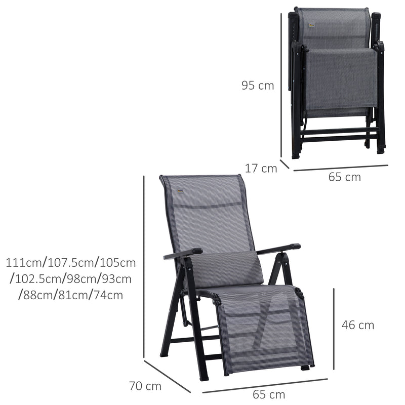 Set 2 Sedie Sdraio Zero Gravity Reclinabile 65x70x111 cm in Acciaio e Tessuto a Rete Grigio-3