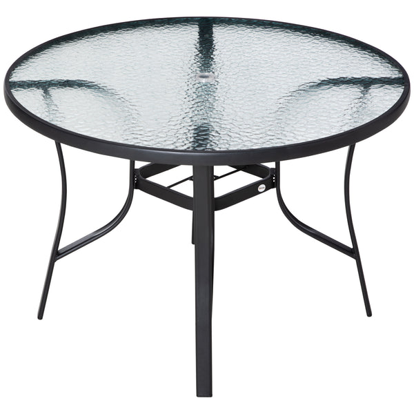 Tavolo da Giardino Ø106,5x71 cm in Acciaio e Vetro Nero prezzo