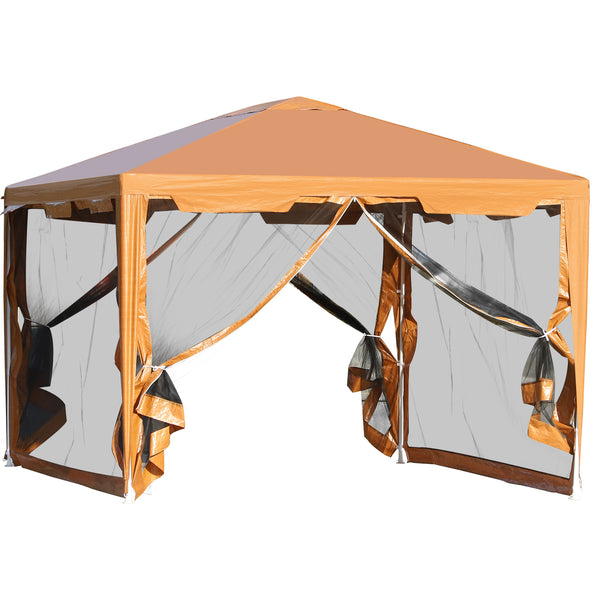 Gazebo da Giardino Pieghevole con Zanzariera 395x295x355 cm in Metallo e Polietilene Marrone Chiaro online