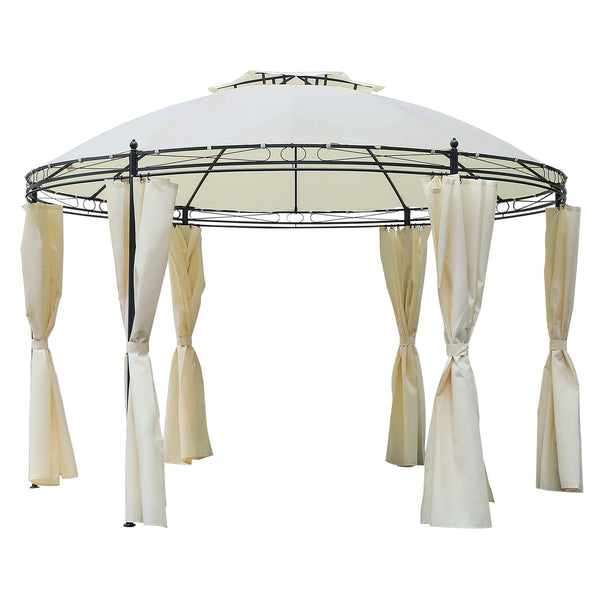 Gazebo da Giardino Ø3,5x2,75m con Tende in Acciaio e Poliestere Bianco online