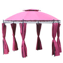 Gazebo da Giardino in Acciaio Ø3,5 m con Teli Laterali Bordeaux -3