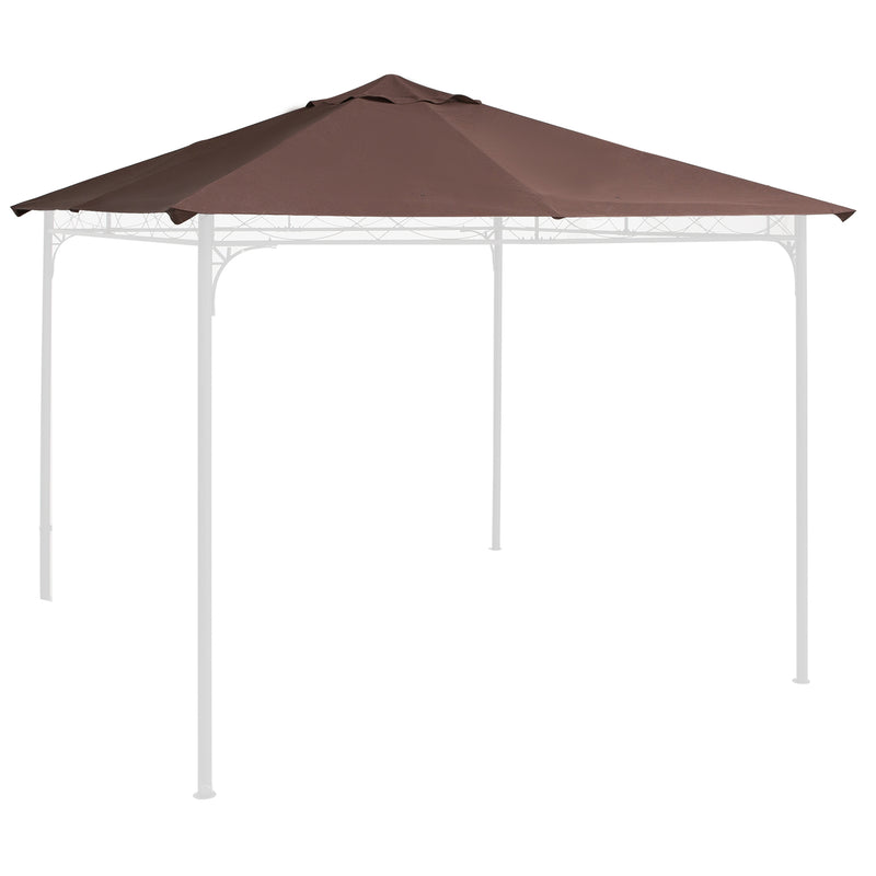 Tetto di Ricambio Gazebo 3x3m in Poliestere Marrone-1