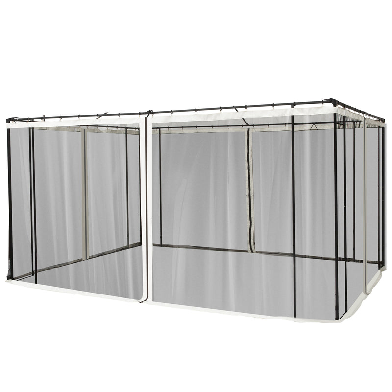 Zanzariera per Gazebo Tende di Ricambio Universale 335x207 cm con Cerniere Nero/Beige-1