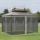 Zanzariera per Gazebo Tende di Ricambio Universale 335x207 cm con Cerniere Nero/Beige-2