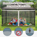 Zanzariera per Gazebo Tende di Ricambio Universale 335x207 cm con Cerniere Nero/Beige-4