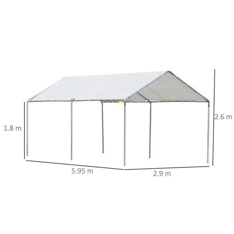 Tendone per Auto 5.95x2.9x2.6m in Acciaio Zincato Bianco-3