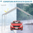 Tendone per Auto 5.95x2.9x2.6m in Acciaio Zincato Bianco-7