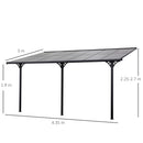 Pergola da Giardino 435x302x210 cm in Alluminio e Policarbonato Grigio-3