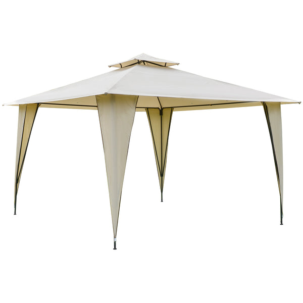 Gazebo da Giardino 3,5x3,5x2,7m in Metallo Doppio Tettuccio Beige acquista