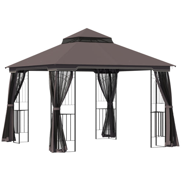 online Gazebo da Giardino 3x3m con Zanzariera in Metallo Caffè