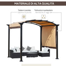 Pergola da Giardino 295x245x250 cm in Metallo e Poliestere Cachi-4