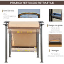 Pergola da Giardino 295x245x250 cm in Metallo e Poliestere Cachi-5