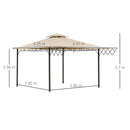 Gazebo da Giardino 3,25x3,25m con Telo Estraibile Marrone Chiaro-3