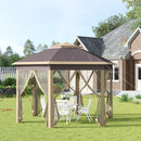 Gazebo da Giardino 405x340x285 cm con Zanzariera Beige-2