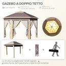 Gazebo da Giardino 405x340x285 cm con Zanzariera Beige-4