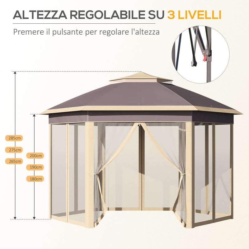 Gazebo da Giardino 405x340x285 cm con Zanzariera Beige-6