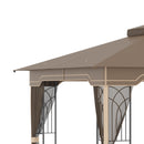 Gazebo da Giardino 3,65x3m in Metallo Marrone e Beige-9