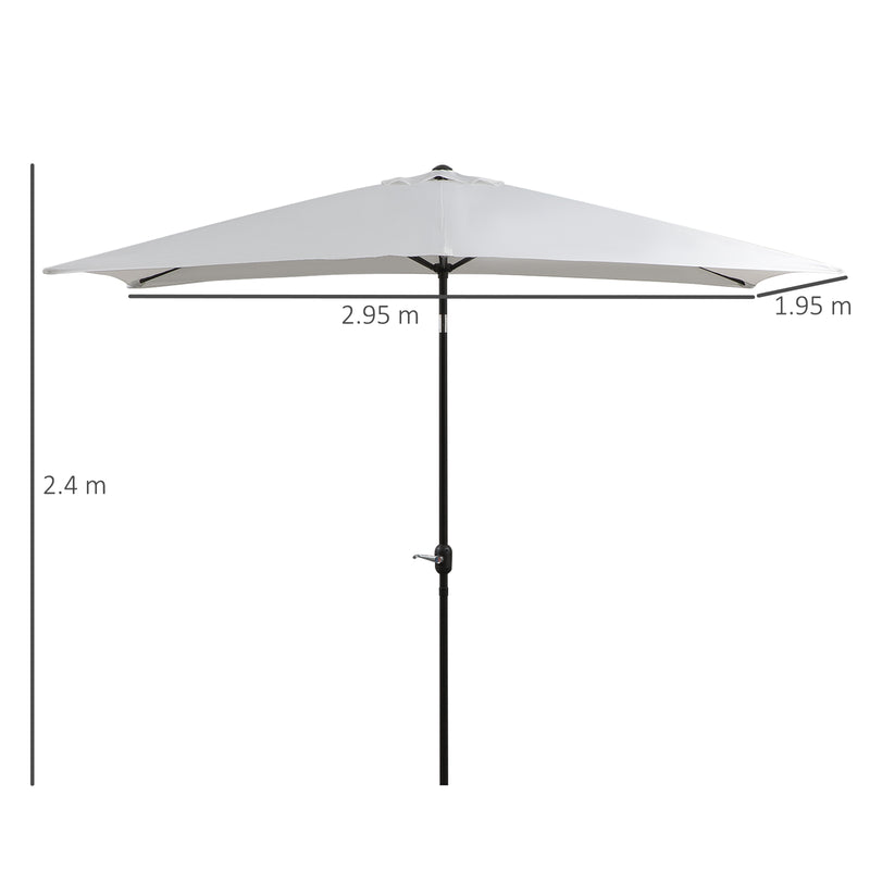 Ombrellone da Giardino Rettangolare in Alluminio 2x3 m  Beach Bianco Crema-3