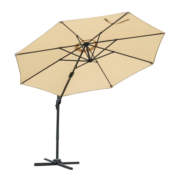 Ombrellone Decentrato da Giardino in Alluminio Ø2.95x2.5m 360° Beige prezzo