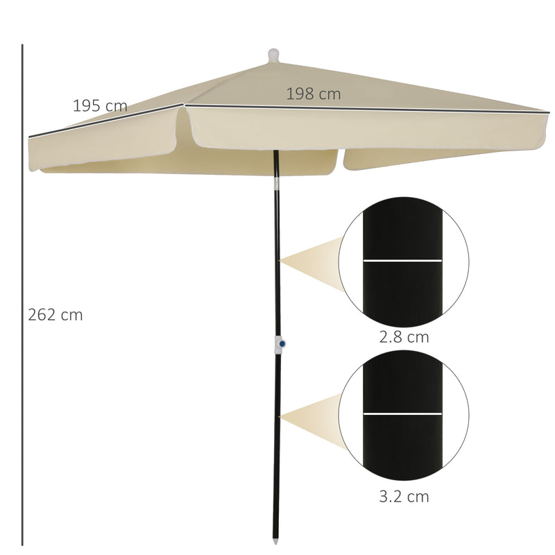 Ombrellone da Giardino 2x2m in Matallo e Poliestere Bianco Crema-3