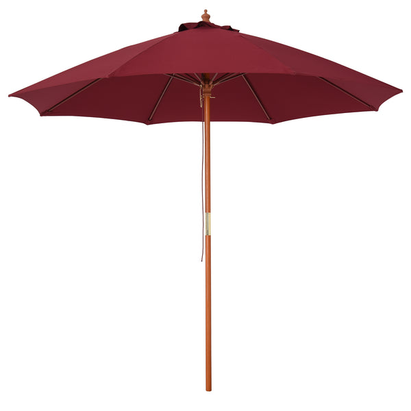 sconto Ombrellone da Giardino Ø2,57 m Palo Ø38 mm in Legno e Poliestere Rosso