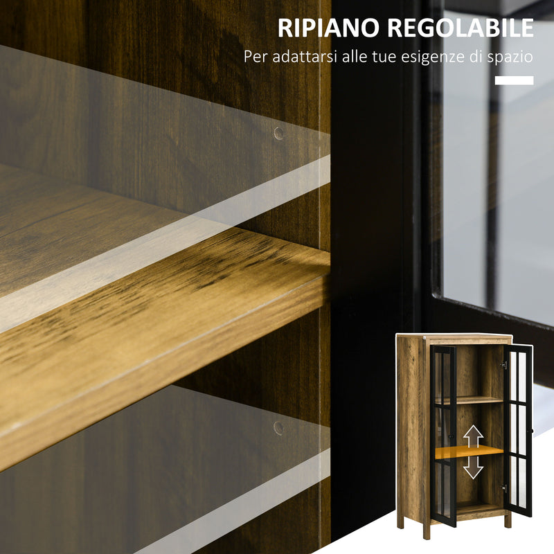 Credenza 2 Ante in Vetro 60x35x120 cm in Legno Truciolare Marrone-6