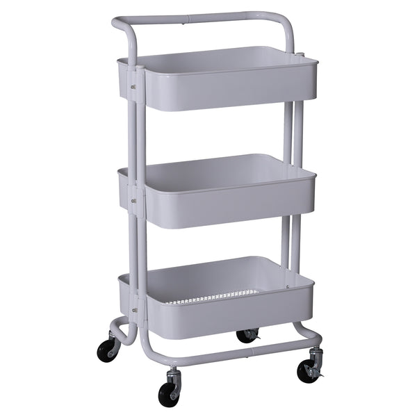 acquista Carrello da Cucina Multiuso Salvaspazio 3 Livelli in Acciaio Bianco 44x38x88 cm