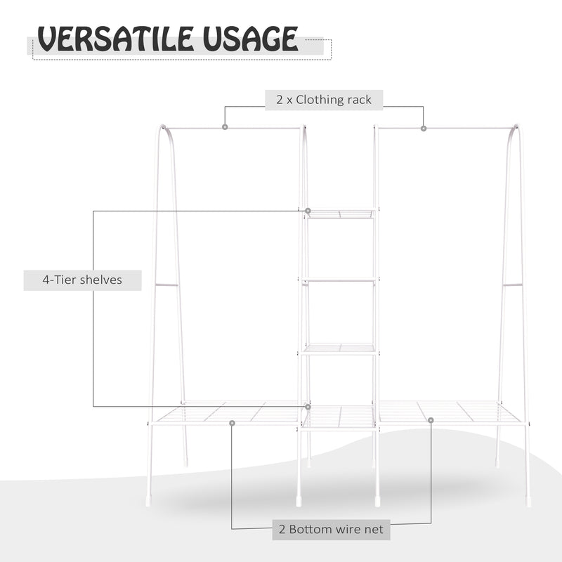 Stender Appendiabiti con Scaffale 176x47x177 cm in Metallo Bianco