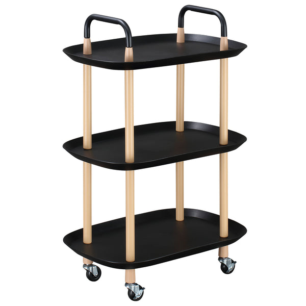 Carrello da Cucina 57,5x36,5x85 cm in Metallo e Plastica Nero e Marrone online