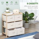 Cassettiera 6 Cassetti in Tessuto Pieghevoli ed Estraibili 59x28x70 cm Beige/Legno-4