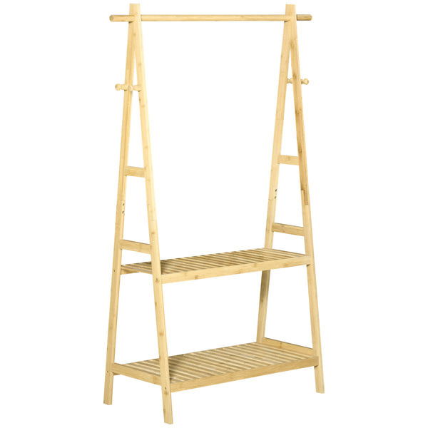 Appendiabiti per Ingresso 2 Scaffali 4 Ganci 100x42x155 cm in Bambù Naturale prezzo