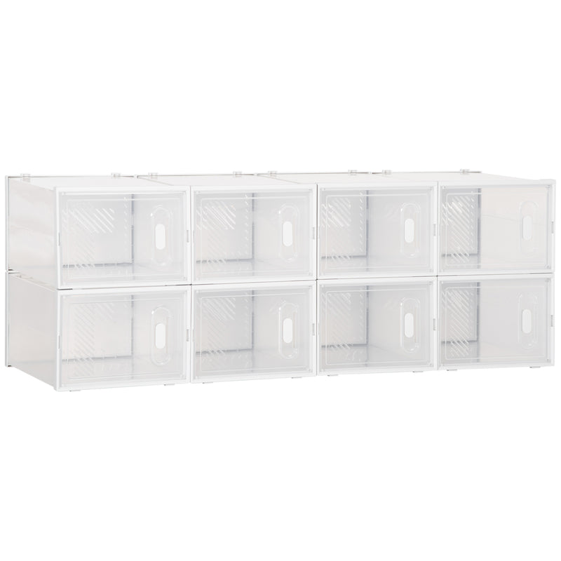 Scarpiera Modulare 8 Cubi 28x36x21 cm in Plastica Bianco e Trasparente